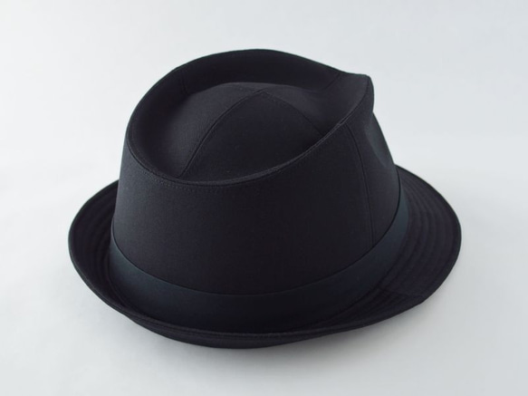 ブラック中折れ帽子 62cm 大きいサイズ 受注生産 2枚目の画像