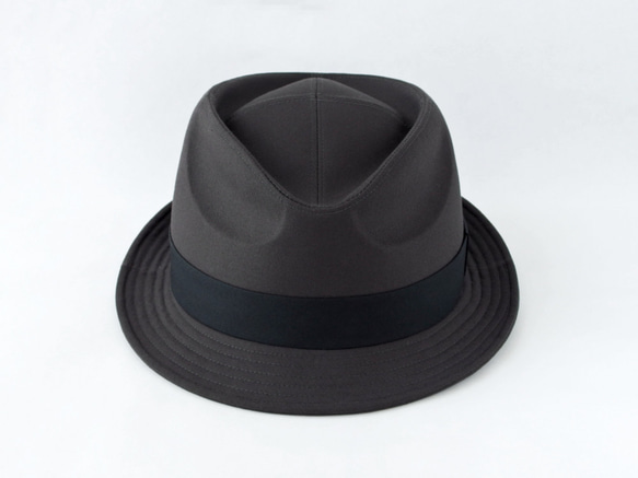 ダークグレー中折れ帽子 59cm～64cm 大きいサイズ 受注生産 2枚目の画像