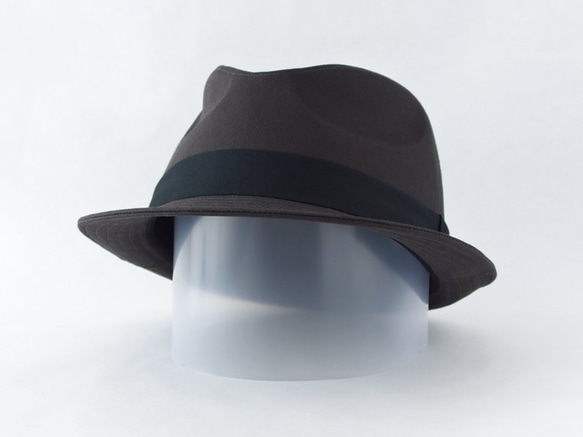 ダークグレー中折れ帽子 59cm～64cm 大きいサイズ 受注生産 4枚目の画像
