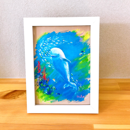 優しい時間 イルカの親子【原画 パステルアート】 絵画 nananiji