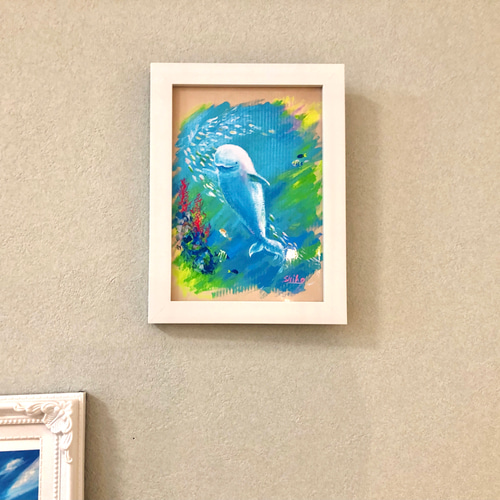 優しい時間 イルカの親子【原画 パステルアート】 絵画 nananiji