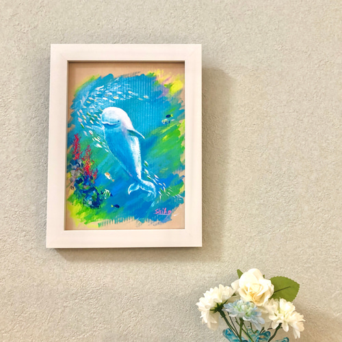 水族館の白イルカ 」 複製画・額付き 絵画 てんまだて しほ 通販 水族館の白イルカ 」 複製画・額付き 絵画 てんまだて しほ 通販