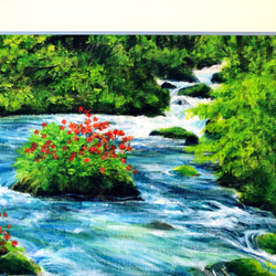 「奥入瀬渓流」　複製画　額・マット付き 7枚目の画像