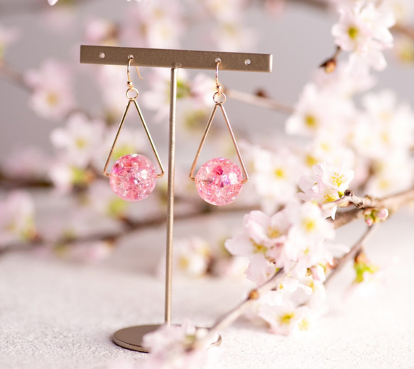 桜満開ボールのイヤリング/ピアス 2枚目の画像