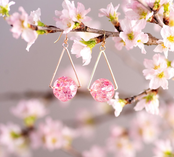 桜満開ボールのイヤリング/ピアス 5枚目の画像