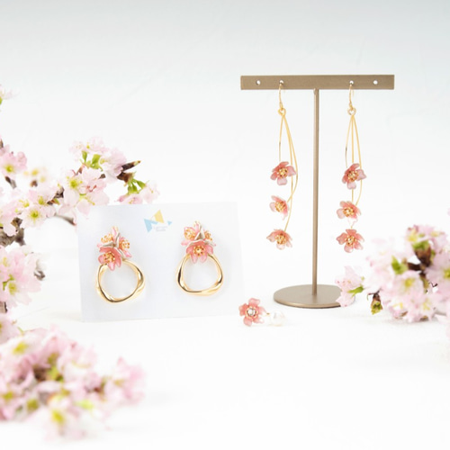 k14gf 春色ピアス 桜フープ② ピアス（スタッド・一粒） sango