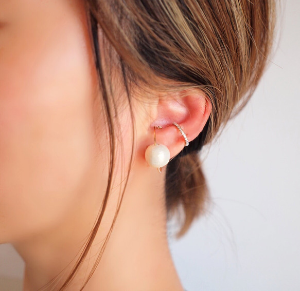 【14kgf】* コットンパールの一粒Ear Cuff 6枚目の画像