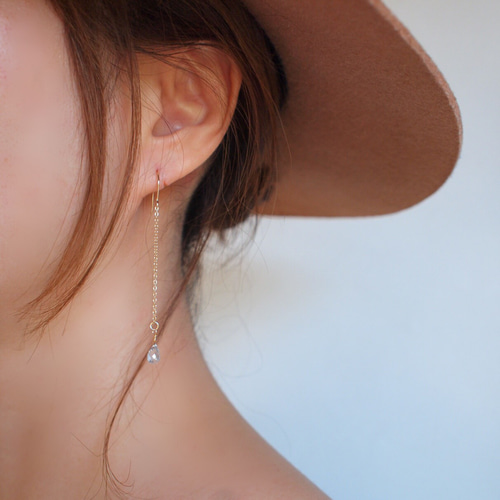 イヤリング変更可能】K14gf* ミスティックトパーズのロングピアス