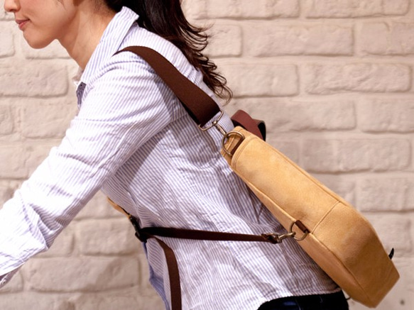 Leather cycle tote bag ( brown ) 4枚目の画像