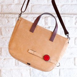 Leather cycle tote bag ( camel ) 1枚目の画像