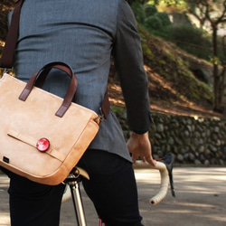 Leather cycle tote bag ( camel ) 3枚目の画像