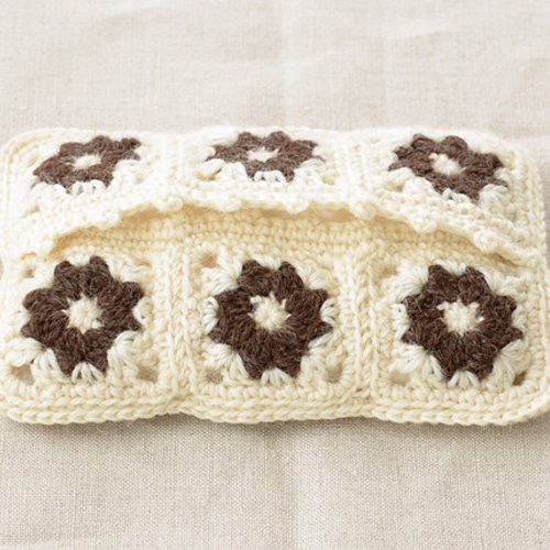 ハンドメイド かぎ編みファスナーポーチ ポケットティッシュケース