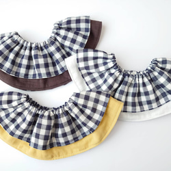 送料無料】ふりふりつけ襟スタイ(ブラウンチェック)