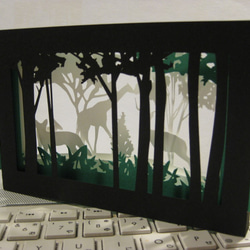 重ね切り絵　額縁レスR式　「森の動物」 2枚目の画像