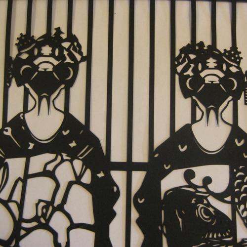 切り絵 舞妓さん二人後姿 切り絵 切り絵屋きりの介 通販 3901015