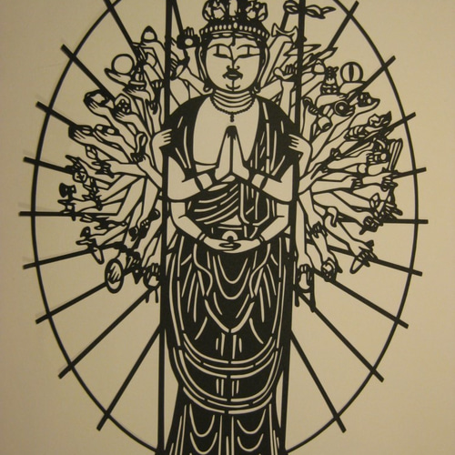 切り絵「千手観音」 切り絵「千手観音」