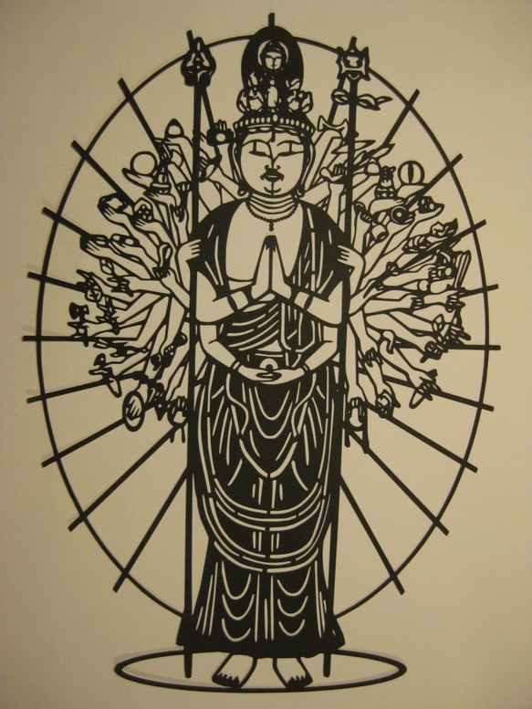 切り絵「千手観音」 切り絵「唐招提寺・千手観音」 | iichi 日々の暮らしを心地よく