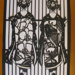 切り絵「舞子さん二人」 切り絵 舞妓さん二人後姿 切り絵 切り絵屋きりの介 通販 5168111