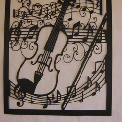 切り絵　音符に楽器：バイオリン　（他の楽器に変更も可能） 3枚目の画像