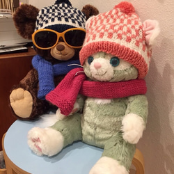 ぬいぐるみ用マフラー(ピンク、青) ぬいぐるみ hikari zakka