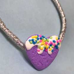 ハートクッキーヘアゴム 紫 3枚目の画像