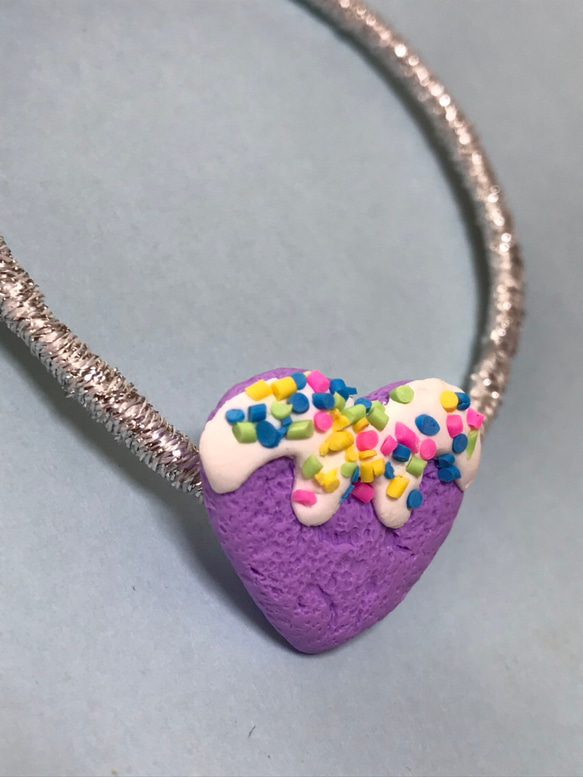 ハートクッキーヘアゴム 紫 3枚目の画像