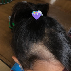 ハートクッキーヘアゴム 紫 5枚目の画像