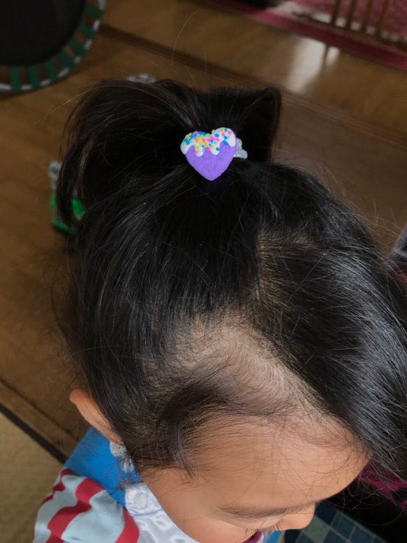 ハートクッキーヘアゴム 茶 5枚目の画像