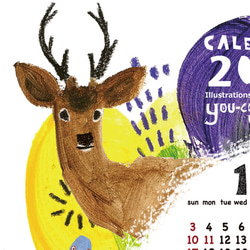 A3カレンダーポスター2021 動物と草花　鹿　オオカミ　クマ　鳥　キツネ　うさぎ 2枚目の画像