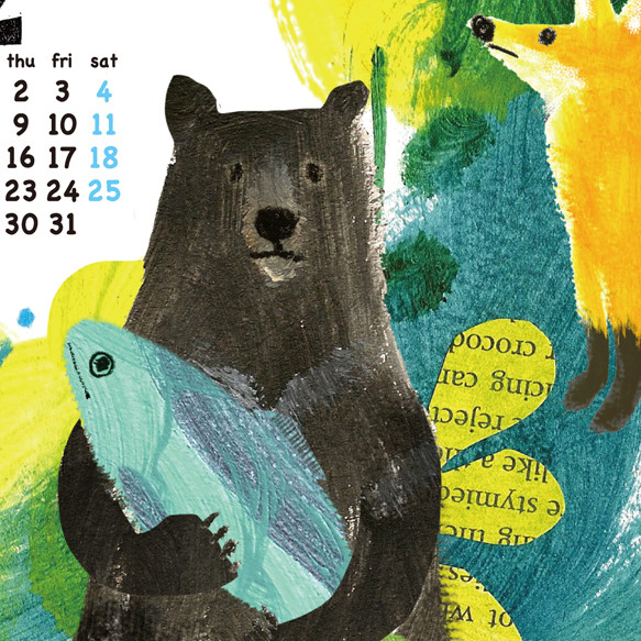 A3カレンダーポスター2021 動物と草花　鹿　オオカミ　クマ　鳥　キツネ　うさぎ 4枚目の画像