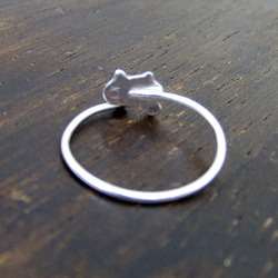 貓沖頭免費尺寸雕刻銀戒指 第3張的照片