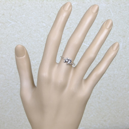 【自作】デザインリング 猫 17号【サイズ調整承ります】 サイズオーダー】ゆび乗りネコの指輪 | ATing Jewelry