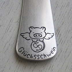 Glücksschwein Lucky Pig 幸せのブタ 靴ベラ アルミ製 2枚目の画像