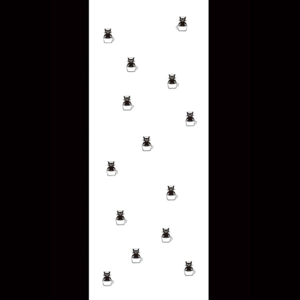 「カップ猫」切り絵　日本製オリジナルデザインフェイスタオル 3枚目の画像