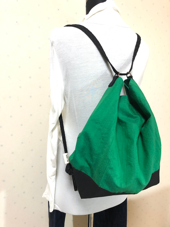 【ちい様オーダー品】緑のトートバッグ 2枚目の画像
