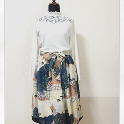 着物リメイク バルーンスカート 正絹 1枚目の画像