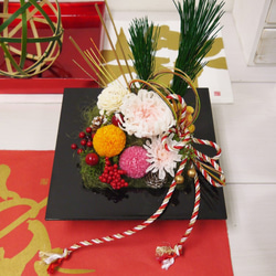 お正月2015 プリザーブドフラワーアレンジメント 四角 アート