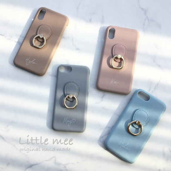 全機種対応 名入れ無料♡リング付  アイフォン スマホケース  背面カバー iPhone17pro 16 15他 1枚目の画像