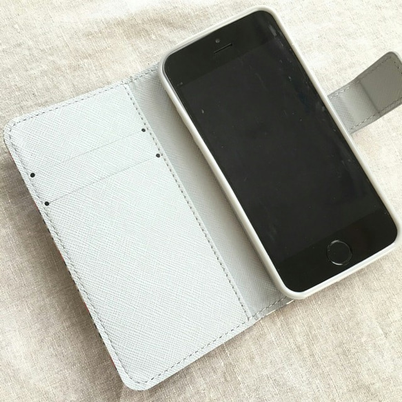 【iPhone5/5s/SE】5種の北欧design❷キラキラ✨パールチャーム付きアイフォン手帳型ケース 5枚目の画像