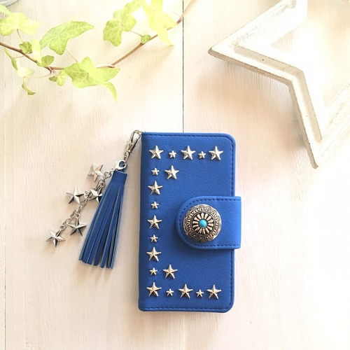 SALE【iPhone/Xperia】スタースタッズ*コンチョ*タッセル*スエード調  