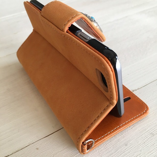 iPhone/Xperia】スタースタッズ*コンチョ*タッセル*スエード調手帳型  