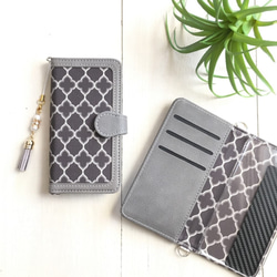 【全機種対応】レザー×モロッカン柄*タッセル付*アイフォン手帳型ケース*iPhone16ro 15 14 13 他ｹｰｽ 3枚目の画像