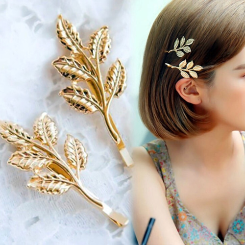 2本セット❣️❤流行りのゴールドリーフ ヘアピン❤ 金具・チェーン