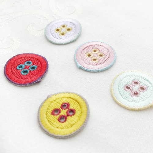 同色2枚セット オリジナルボタンワッペン レッド×ブルーボタンホール