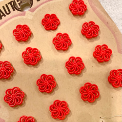 フランス製 スカーレット赤花ボタン (年代物) 1枚目の画像