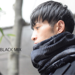 ＊上質素材＊パッチワーク×ロングファー　ネックウォーマー　＊BLACK MIX＊ 1枚目の画像