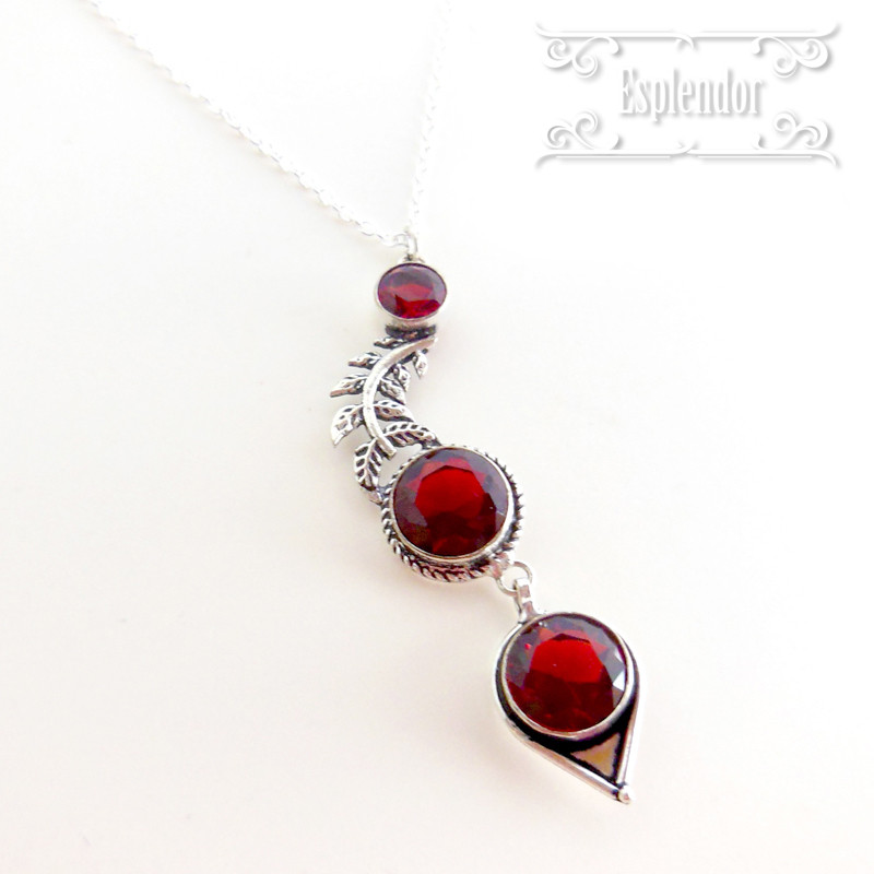 ガーネット デザイン シルバーペンダントネックレスG-II