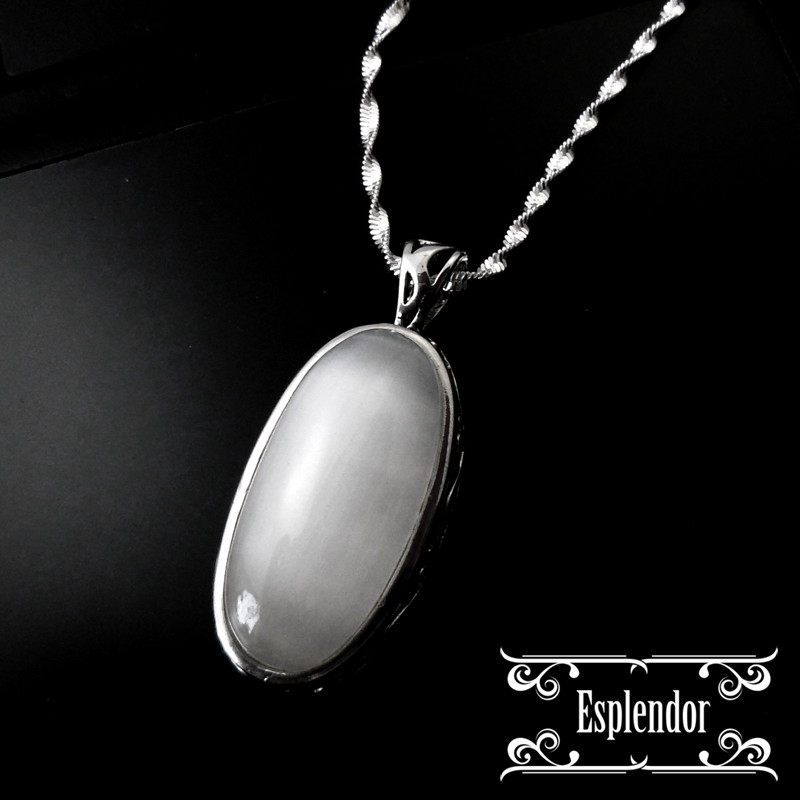 キャッツアイ石 シルバーペンダントネックレス