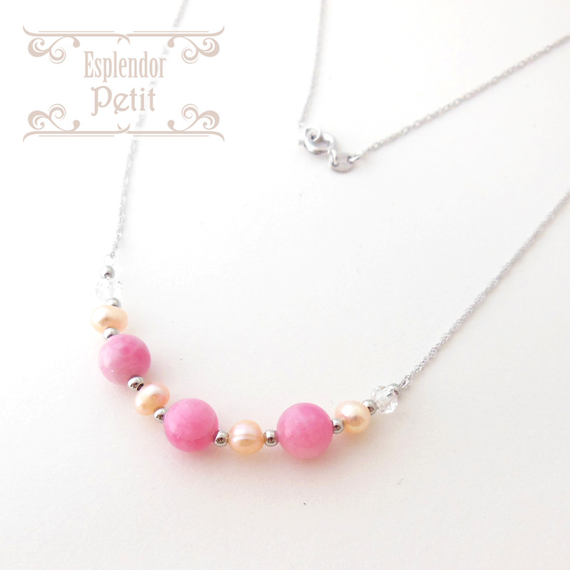 天然インカローズ＆淡水パールネックレスB【Esplendor Petit】