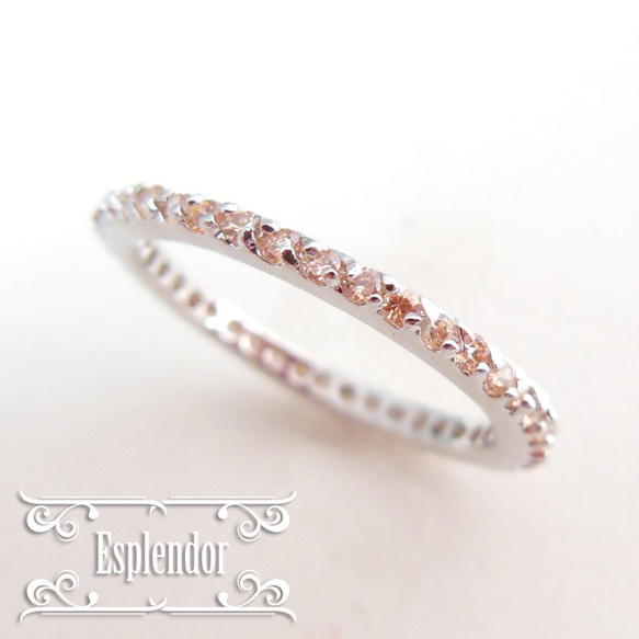 マダガスカル産 高品質モルガナイト フルエタニティリング 14号 指輪